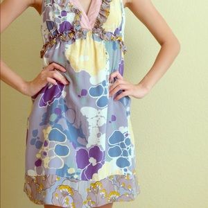 Silk babydoll floral print dress